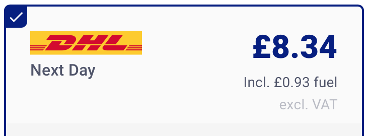 Parcel Portal Pricing Displayed On-Screen Including Fuel and Temporary Surcharges